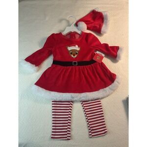 Rudolph Red Nosed Reindeer Christmas Outfit Dress Pants‎ Hat - Size 18 Months